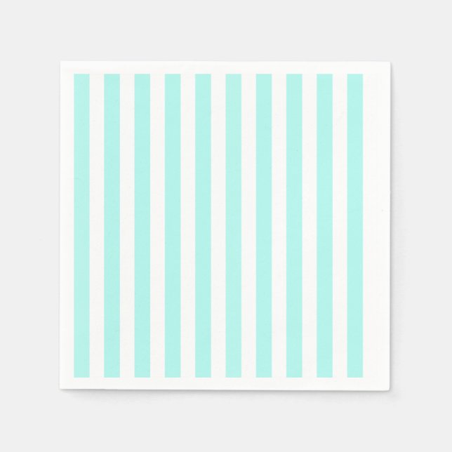 Turquoise and white candy stripes napkin (Front)