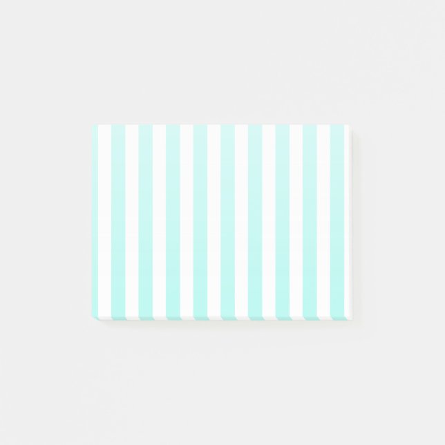 Turquoise and white candy stripes post-it notes (Front)