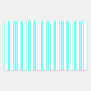 Turquoise and white candy stripes rectangular sticker
