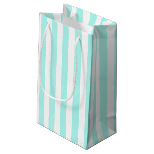 Turquoise and white candy stripes small gift bag
