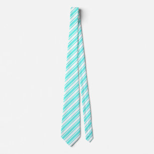 Turquoise and white candy stripes tie
