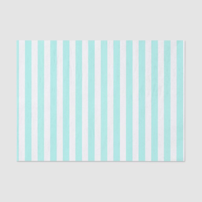 Turquoise and white candy stripes tissue paper (Front)