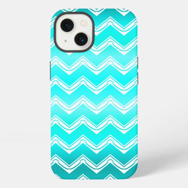 Turquoise and White Chevron pattern iPhone Case (Back)