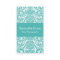 Turquoise and White Damask Business Card