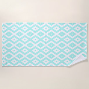 Turquoise and white diamond pattern beach towel
