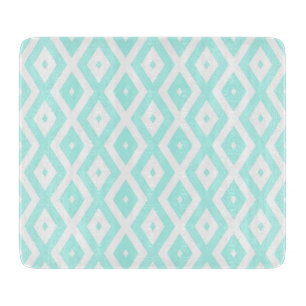Turquoise and white diamond pattern cutting board