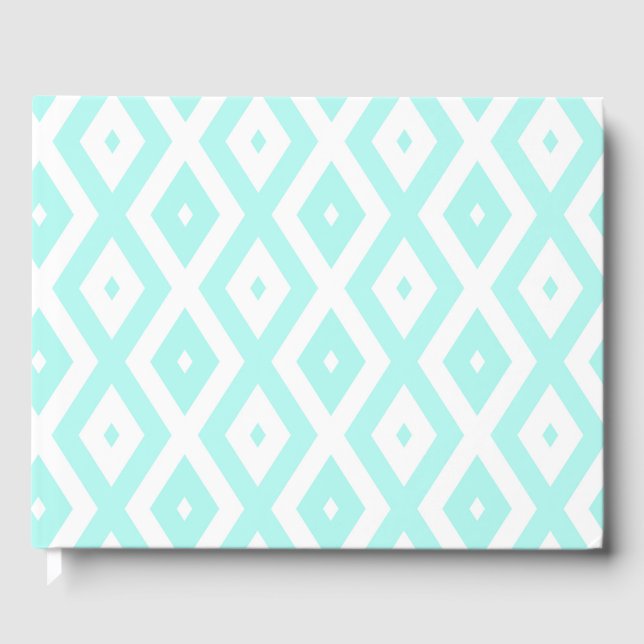 Turquoise and white diamond pattern guest book (Front)