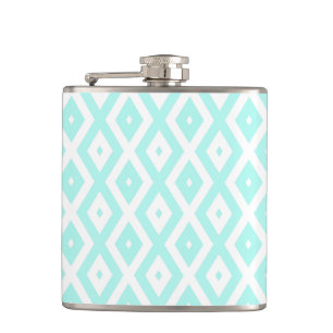 Turquoise and white diamond pattern hip flask