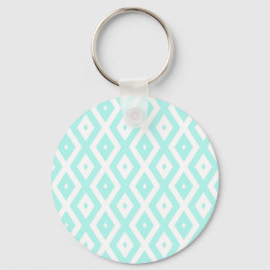 Turquoise and white diamond pattern key ring