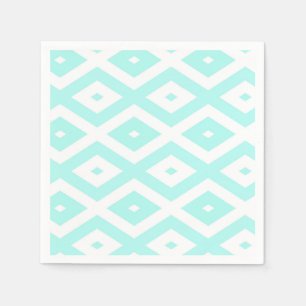 Turquoise and white diamond pattern napkin
