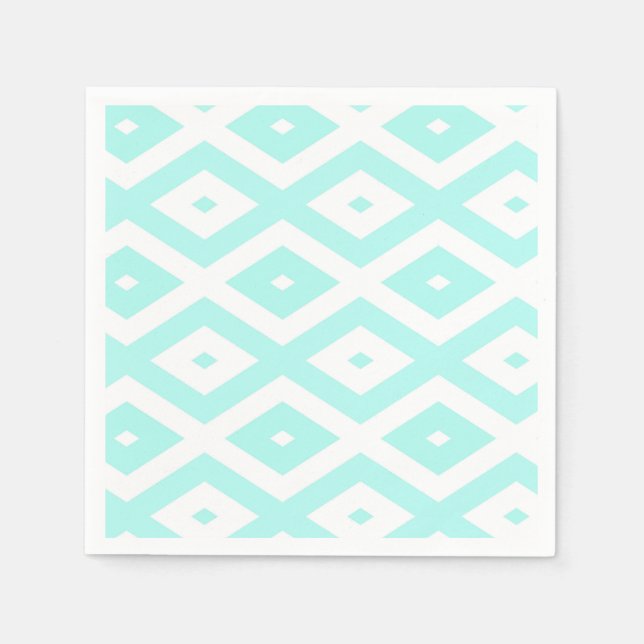 Turquoise and white diamond pattern napkin (Front)