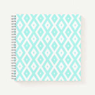 Turquoise and white diamond pattern notebook