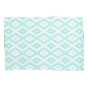 Turquoise and white diamond pattern pillowcase