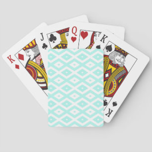 Turquoise and white diamond pattern playing cards