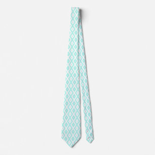 Turquoise and white diamond pattern tie