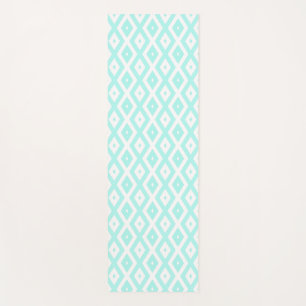 Turquoise and white diamond pattern yoga mat