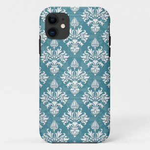 Turquoise and White Floral Damask Pattern Case-Mate iPhone Case