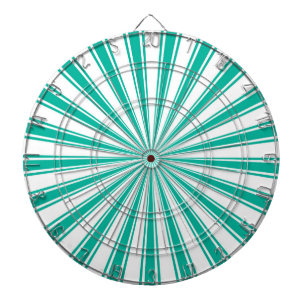 Turquoise and White Funky Sun Rays Retro Stripes Dartboard