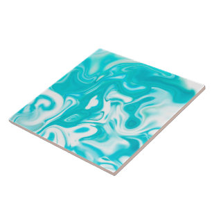 Turquoise and White Marble Abstract Choose Size Tile