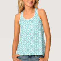 Turquoise and White Pattern Women's Tank Top
