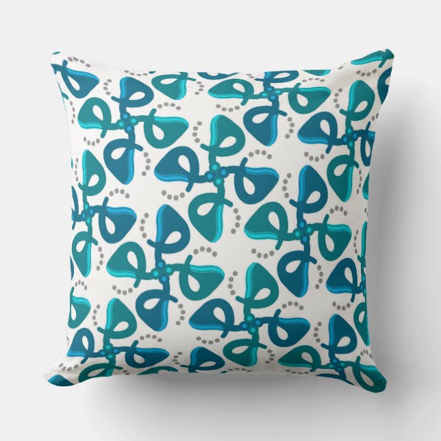 Turquoise and White Square Cushion Jimette Design (Front)