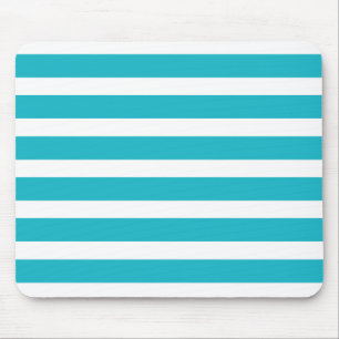 Turquoise and White Stripe Nautical Summer Mouse Pad