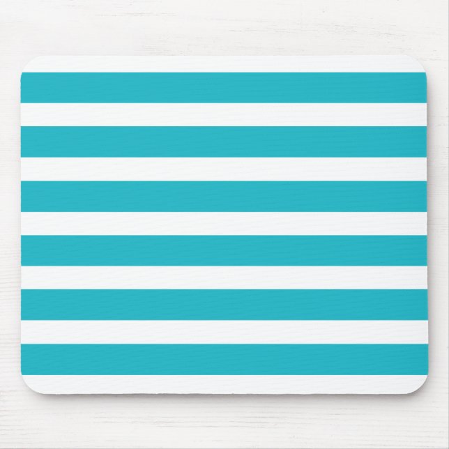 Turquoise and White Stripe Nautical Summer Mouse Pad (Front)