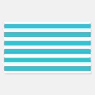 Turquoise and White Stripe Nautical Summer Rectangular Sticker