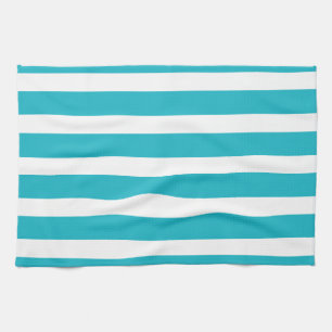 Turquoise and White Stripe Nautical Summer Tea Towel