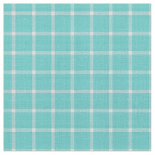 Turquoise and White windowpane Gingham Fabric