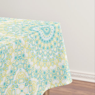Turquoise and Yellow Summer Mandala Design Tablecloth