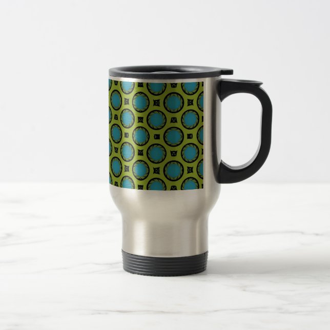 Turquoise and Yellow Travel Mug (Right)