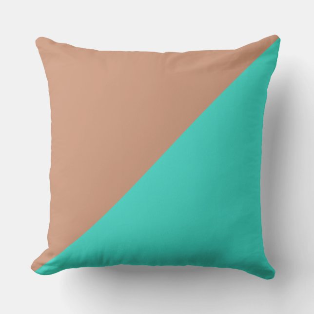 Turquoise & Antique Brass Solid Colour Background Cushion (Front)