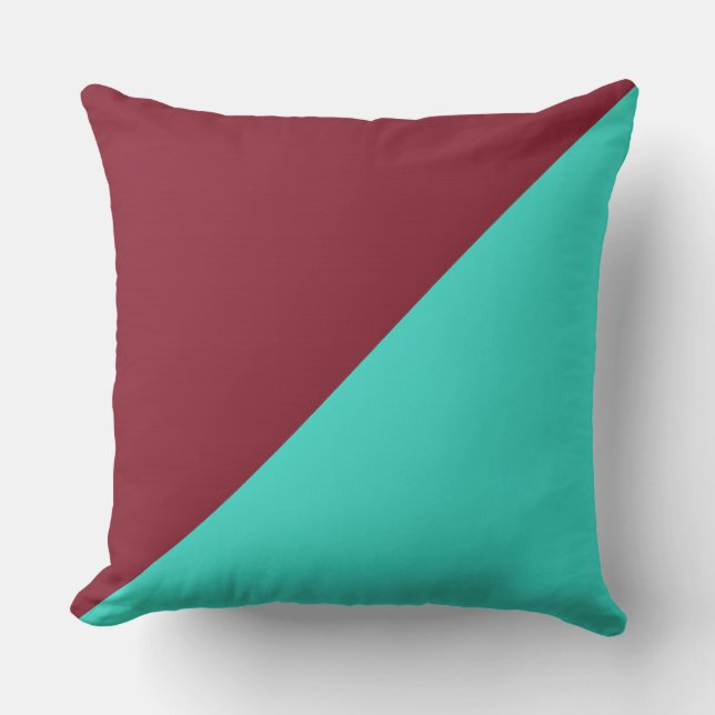 Turquoise & Antique Ruby Solid Colour Background Cushion (Front)