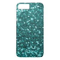 Turquoise Aqua Blue Faux Glitter Sparkle Print