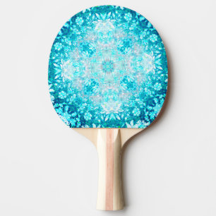 Turquoise Aqua Blue Floral Pattern Ping Pong Paddle