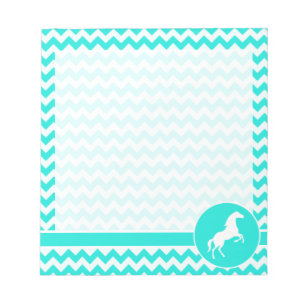 Turquoise, Aqua Colour Chevron; Equestrian Notepad
