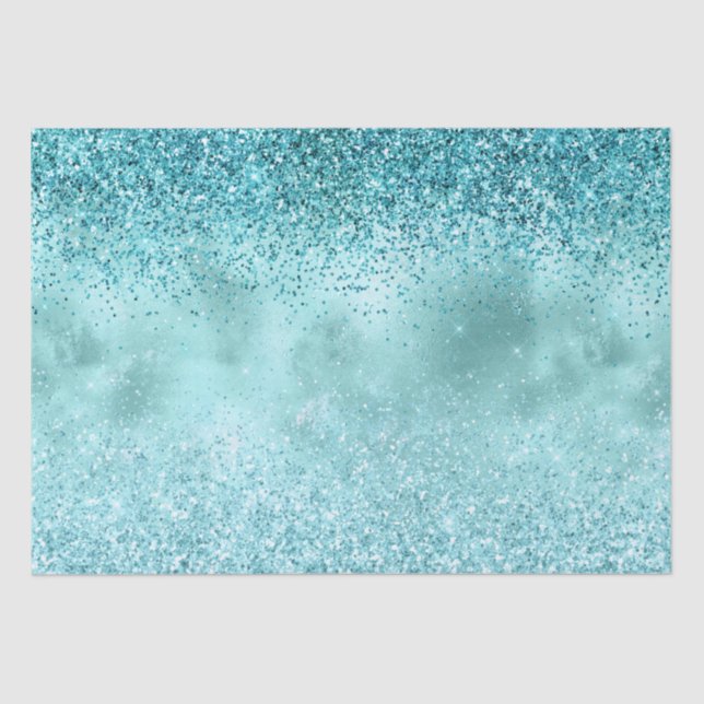 Turquoise Aqua Gold Glam Glitter   Tissue Paper (Front)