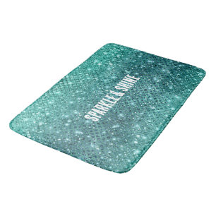 Turquoise Aqua Green Sparkle Bath Mat