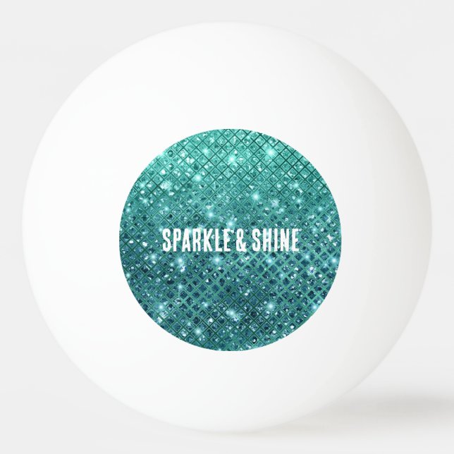 Turquoise Aqua Green Sparkle Ping Pong Ball (Front)