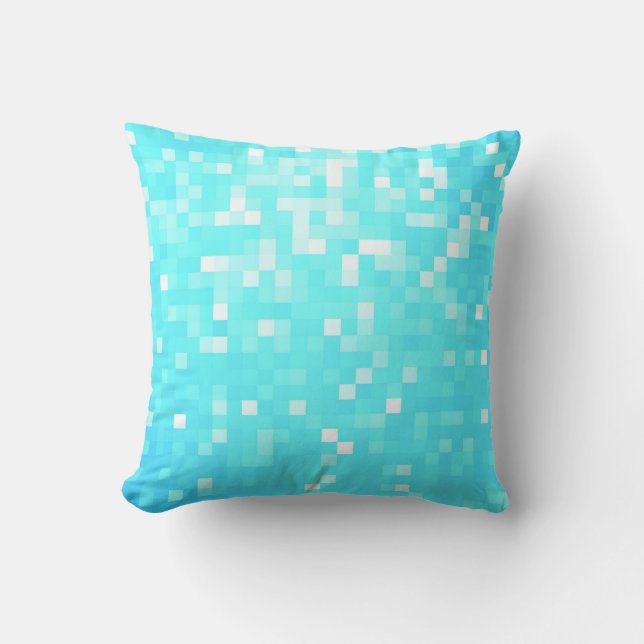 Turquoise Aqua Pixel Pillow (Front)