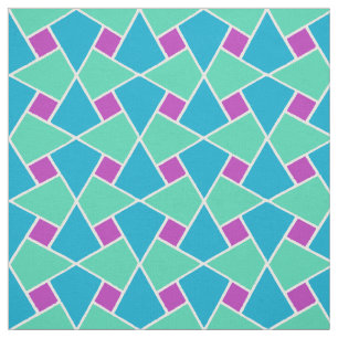 Turquoise, Aqua, Purple Islamic Geometric Pattern Fabric
