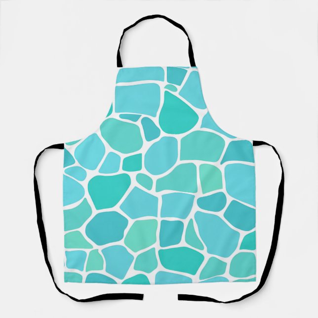 Turquoise Aqua Sea Glass Mosaic Pattern Apron (Front)