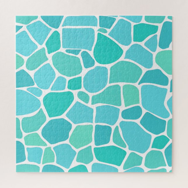 Turquoise Aqua Sea Glass Mosaic Pattern Jigsaw Puzzle (Vertical)