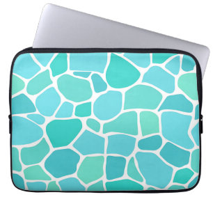 Turquoise Aqua Sea Glass Mosaic Pattern Laptop Sleeve