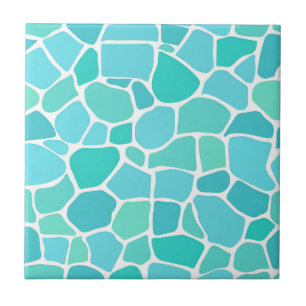 Turquoise Aqua Sea Glass Mosaic Pattern Tile