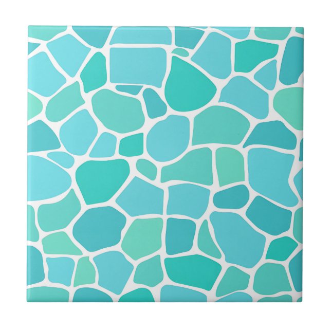 Turquoise Aqua Sea Glass Mosaic Pattern Tile (Front)