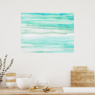 Turquoise Aqua Waves Poster