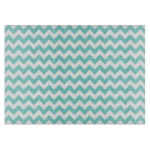 Turquoise Aqua White Chevron Zig Zag Pattern Cutting Board