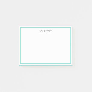 Turquoise Aqua White Framed Name Monogram Post-it Notes